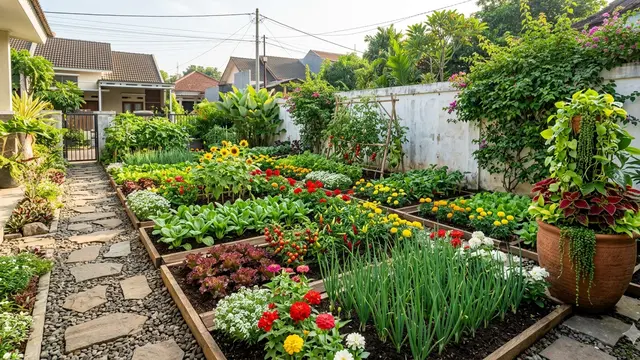 Ide Kebun Rumah Campuran Sayur Buah dan Tanaman Hias dalam Satu Area/Gemini