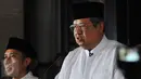 SBY menyebut ada campur tangan penguasa di balik manuver yang dilakukan Antasari Azhar terhadap dirinya, Jakarta, Selasa (15/2). SBY mengingatkan penguasa untuk tidak bermain api. (Liputan6.com/Angga Yuniar)