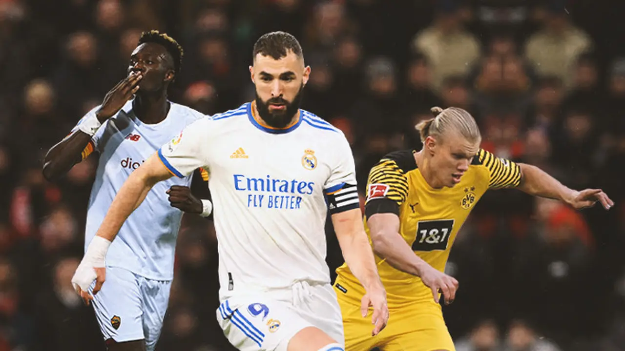 Ilustrasi - Tammy Abraham, Karim Benzema, Erling Haaland