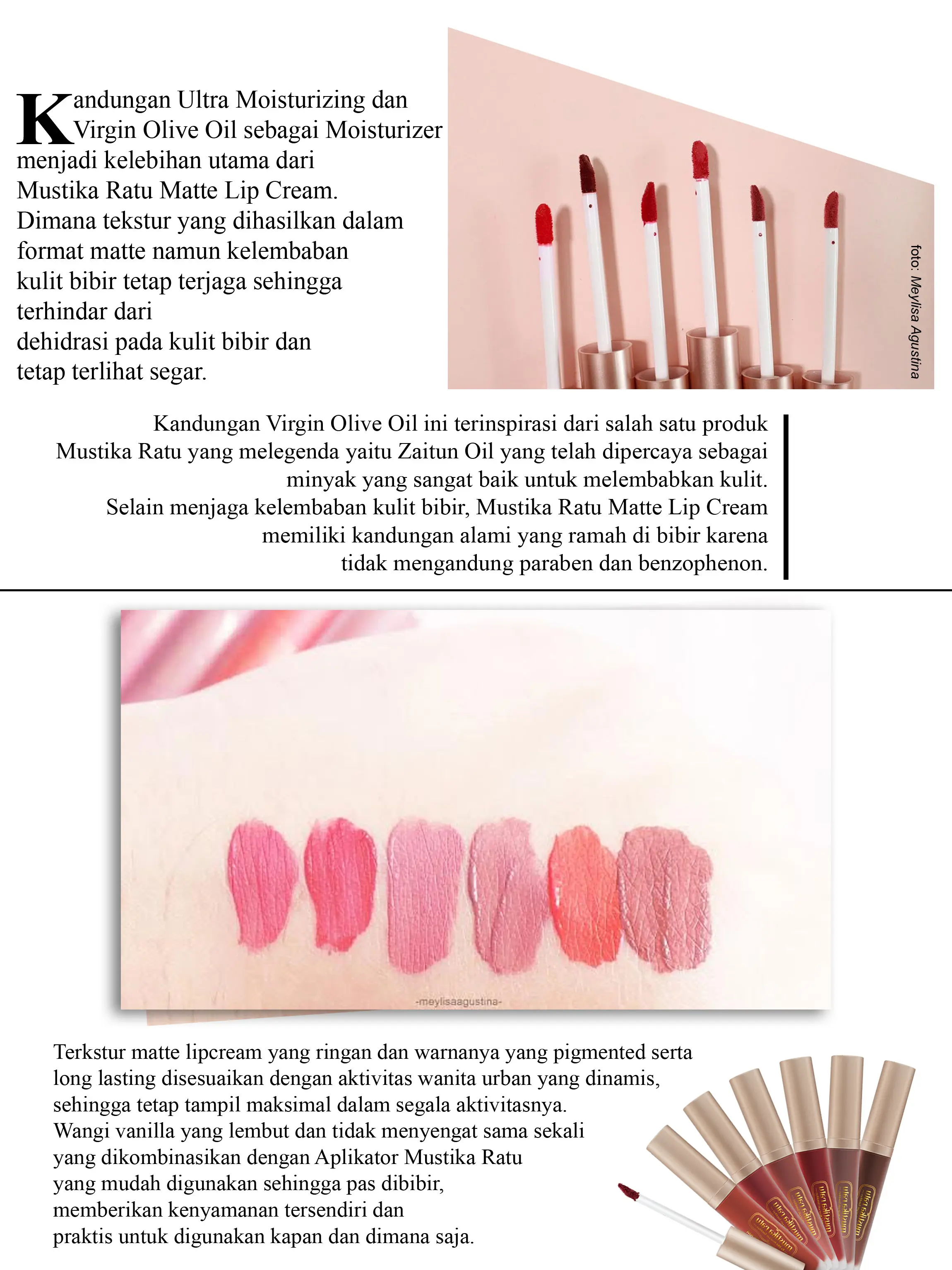 Mustika Ratu Hadirkan Matte Lip Cream Ultra Moisturizing. (Foto: Meylisa Agustina, Digital Imaging: Nurman Abdul Hakim/Bintang.com)