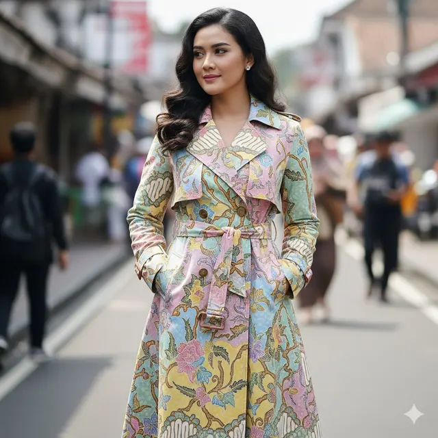 Outer Trench Coat Batik Pastel