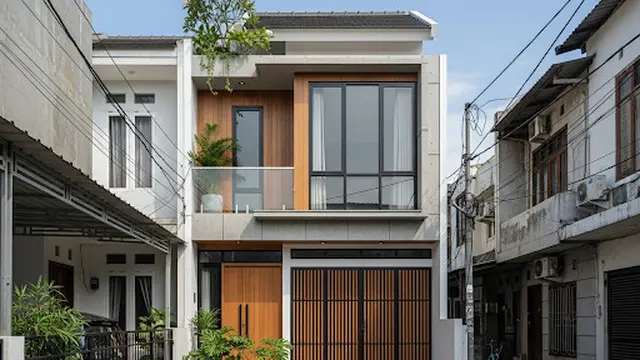 Rumah Kontemporer dengan Garasi Terintegrasi