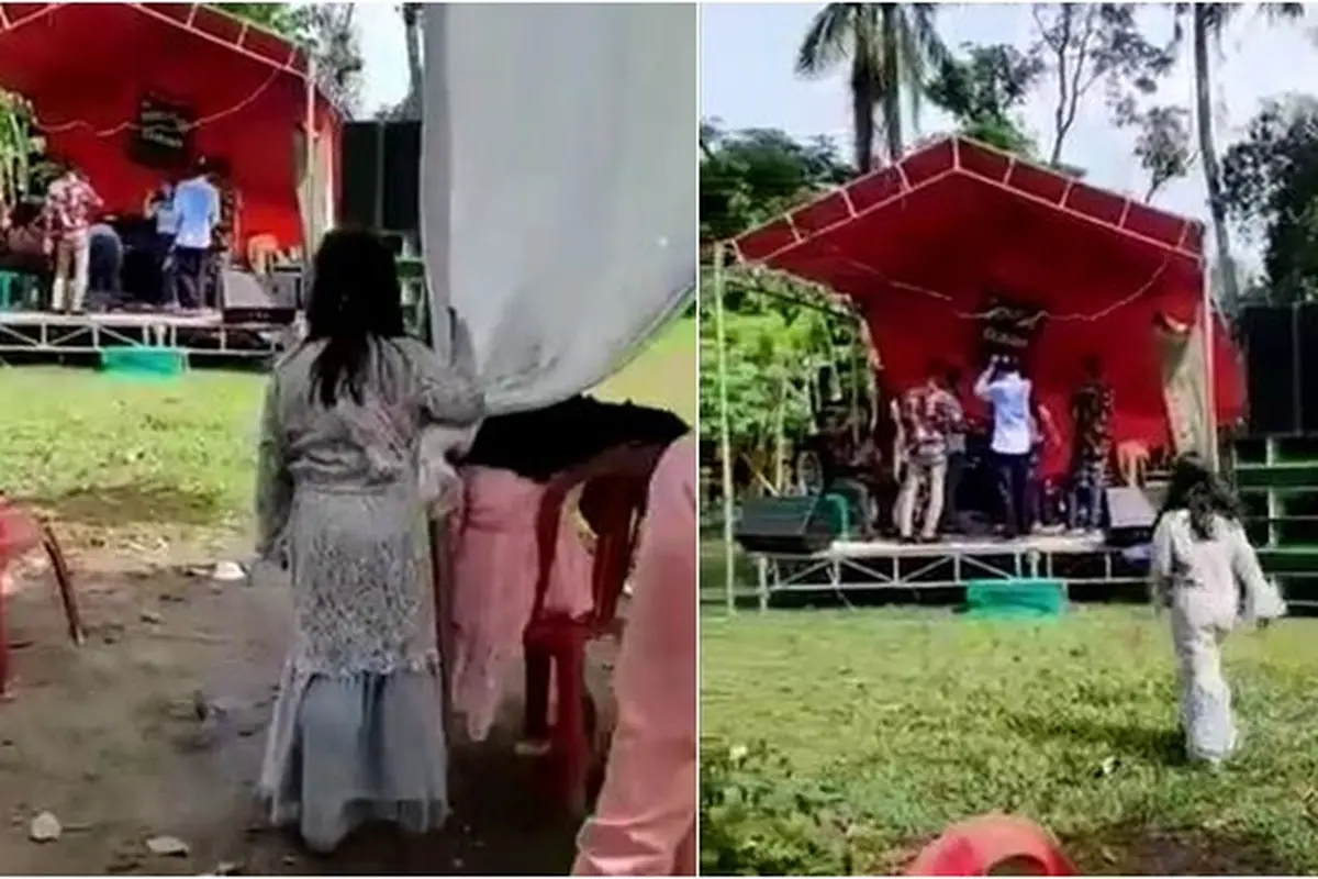 Kesal Lihat Sang Ayah Asyik Sawer Biduan, Reaksi Anak Perempuan Ini Bikin Ngakak