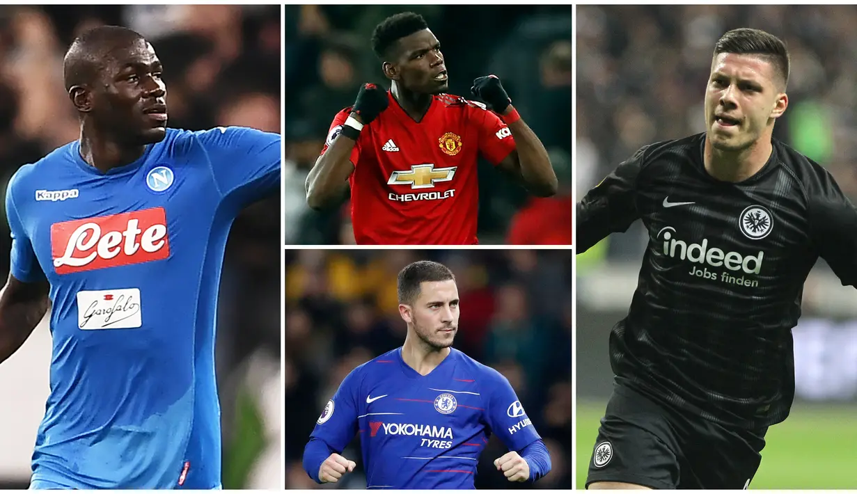 Berikut ini empat pemain yang akan membuat Real Madrid semakin ganas musim depan. Diantaranya, Eden Hazard, Luka Jovic dan Kalidou Koulibaly. (Foto Kolase AFP)