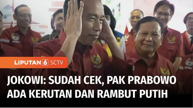 Viral pernyataannya soal kriteria calon pemimpin, Presiden Jokowi: Saya sudah cek, Pak Prabowo punya kerutan di wajah dan rambut putih. Mendengar hal tersebut, Prabowo yang tengah berada di sebelahnya nampak tersenyum dan geleng-geleng.