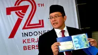 Bank Indonesia memberikan kado Hari Kemerdekaan 17 Agustus tahun 2017 dengan merilis seri uang bersambung untuk para kolektor (Liputan6.com/Yuliardi Hardjo)