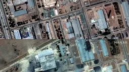 Hal itu diungkap Trump dalam pidato di hadapan rakyatnya di Gedung Putih pada hari Sabtu 21 Juni 2025 pukul 10.00 waktu setempat. (Citra satelit ©2025 Maxar Technologies/AFP)