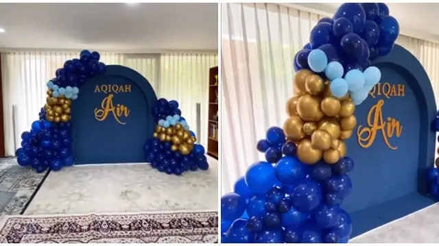 7 Momen Acara Akikah Air Rumi Akbar 1453 Anak Irish Bella dan Ammar Zoni, Serba Biru