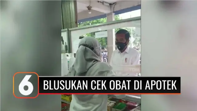 Presiden Joko Widodo menyambangi salah satu apotek di Jalan Villa Duta, Kota Bogor, Jawa Barat, sambil berbelanja kebutuhan obat dengan membawa surat resep dokter. Sayangnya, ketersediaan obat yang dicari tengah kosong.