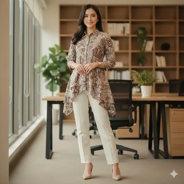Model Atasan Batik Berkerah untuk Wanita Karir