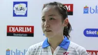 Pebulutangkis Jepang, Shiori Ebihara, tampil pada ajang Djarum Superliga Badminton 2019 di Sasana Budaya Ganesha, Bandung, Rabu (20/2/2019). (PBSI)