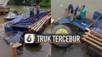 Terekam kamera ponsel detik-detik truk tercebur di dermaga. Beruntung tidak ada korban jiwa dalam insiden tersebut.