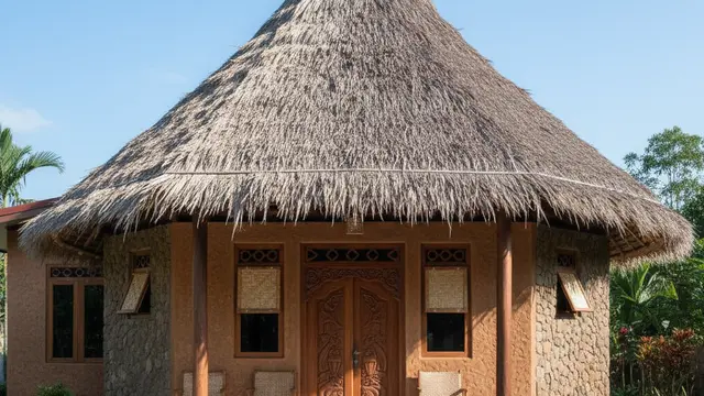 Model Teras Rumah Adem Ala Rumah Kampung Modern. AI