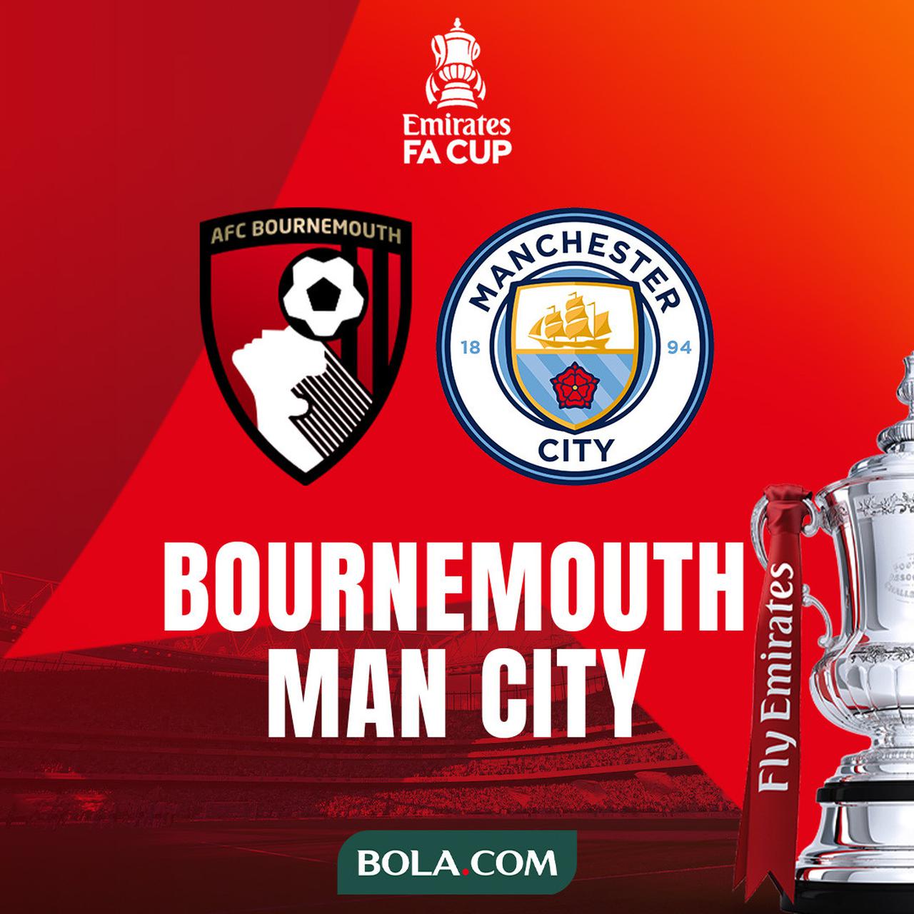 Link Live Streaming Perempat Final Piala FA: Bournemouth Vs Man City