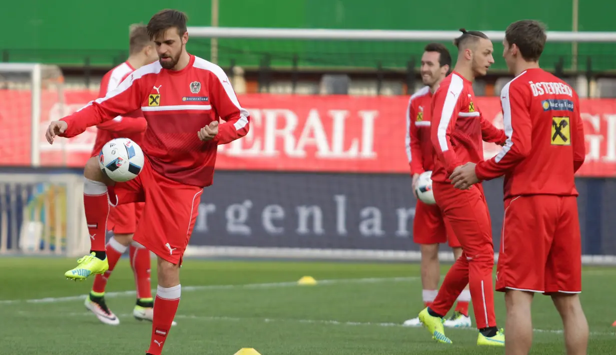 Martin Harnik, winger Austria yang piawai dalam mencetak gol. Saat melawan Albania, ia sukses menyumbang gol. (Bola.com/Reza Khomaini)