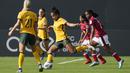 Kekalahan ini membuat tim Garuda Pertiwi terbenam di dasar klasemen. (AP/Rajanish Kakade)