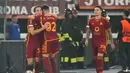 Dua gol kemenangan Roma atas Slavia Praha diciptakan lewat aksi Edoardo Bove dan Romelu Lukaku. (AP Photo/Alessandra Tarantino)
