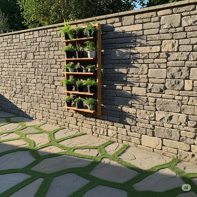 Desain Tembok Taman Belakang Rumah yang Menarik.