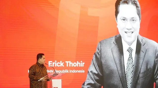 Menteri BUMN erick Thohir dalam acara pengalihan portofolio pertanggungan (polis) dari PT Asuransi Jiwasraya (Persero) ke PT Asuransi Jiwa IFG (IFG Life).