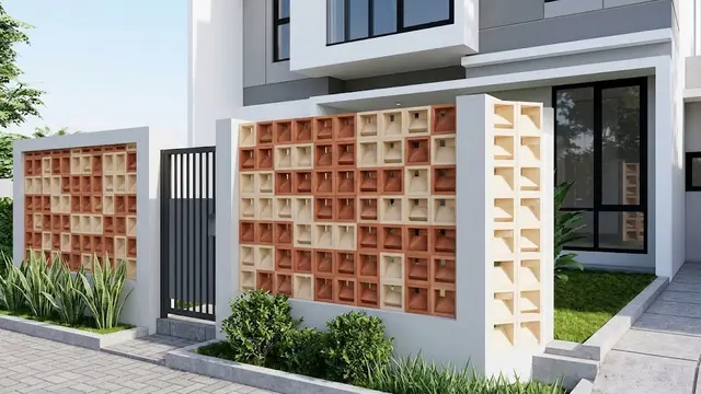 Model Pagar Roster Warna Terakota dan Krem yang Cocok untuk Rumah Minimalis