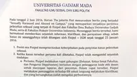 EH, dosen Fisipol UGM, mengakui telah melecehkan mahasiwinya pada April 2015 lalu. (Liputan6.com/Fathi Mahmud)