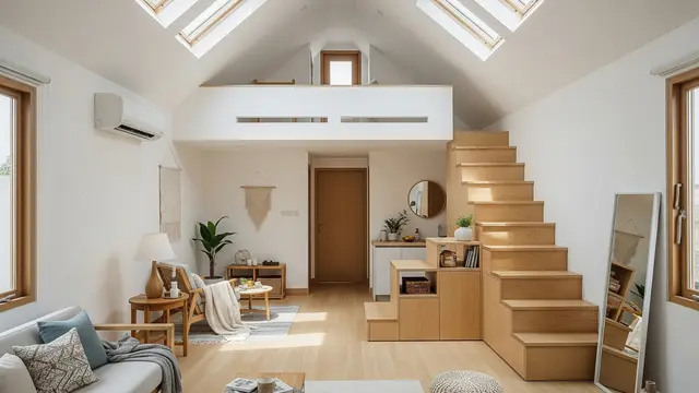 Japandi dengan Mezzanine Minimalis