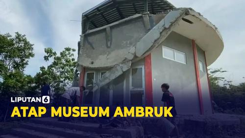 VIDEO: Belum Diresmikan, Atap Museum Purbakala di Brebes Ambruk