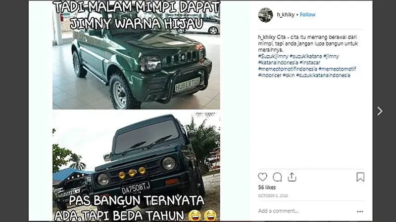 Berbagai hal bisa dijadikan meme menarik, tidak terkecuali yang berkaitan dengan otomotif. (ist)