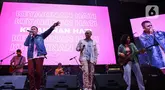 Grup musik Base Jam saat tampil pada hari kedua festival musik All You Can Hear Gigs di Asthana Kemang, Jakarta Selatan, Rabu (6/11/2024). (Liputan6.com/Angga Yuniar)