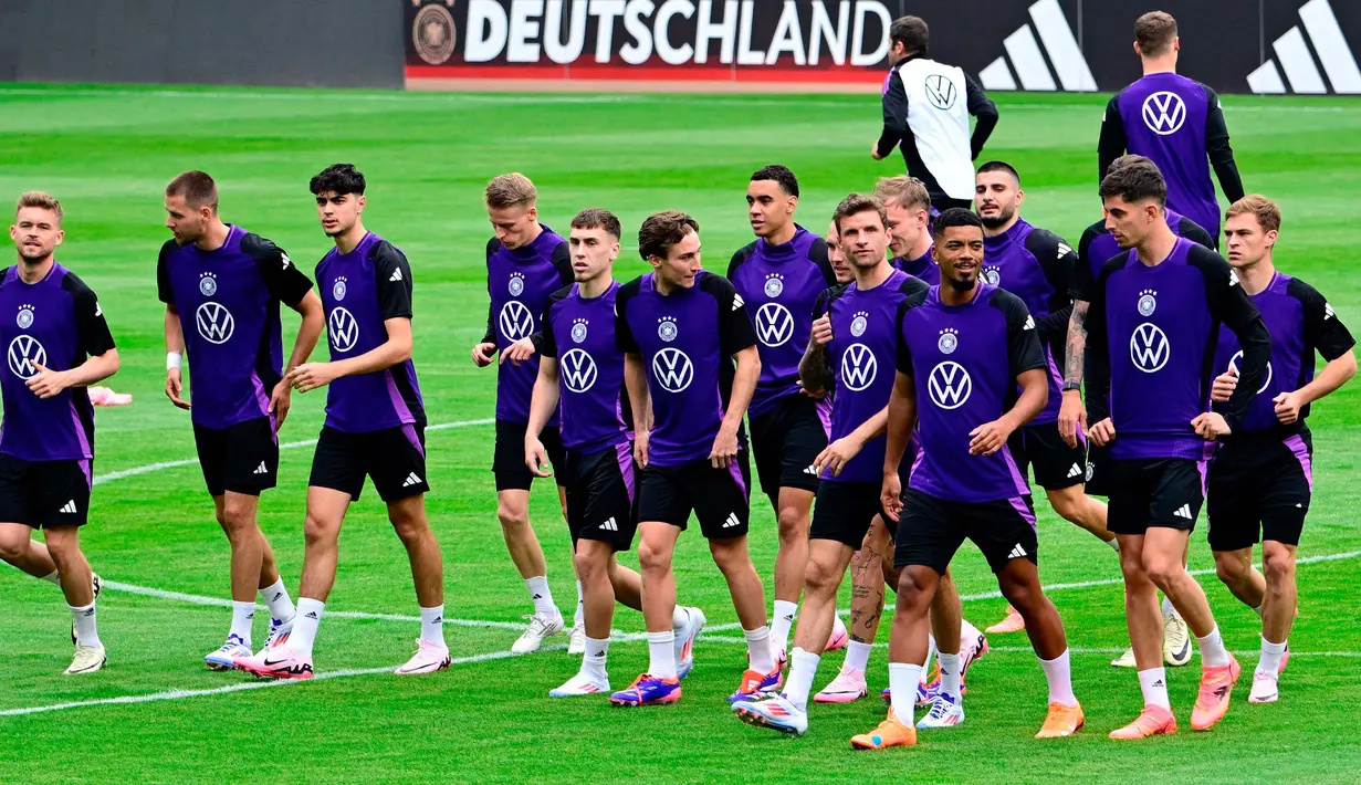 Timnas Jerman mengadakan pemusatan latihan sebelum berlaga di EURO 2024. (Tobias SCHWARZ/AFP)