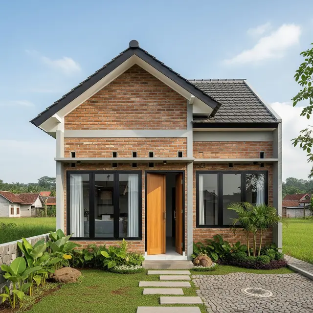 Desain Rumah 1 Lantai Batu Bata Ekspos Biaya Irit Tapi Modern di Desa