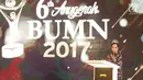 Menteri Perhubungan (Menhub) Budi Karya Sumadi menyampaikan sambutan pada malam Anugerah BUMN 2017  di Jakarta, Jumat (15/9).  Dewan Juri Anugerah BUMN Awards 2017 diketuai oleh Tanri Abeng. (Liputan6.com/Angga Yuniar)