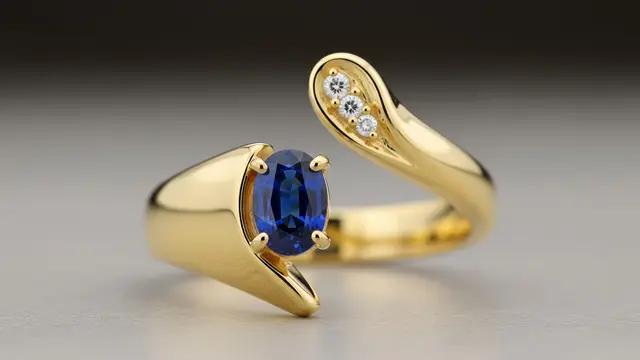 Model Cincin Emas dengan Batu Safir