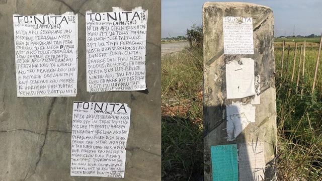 Kelewat Bucin, Pria Ini Tulis Surat Cinta yang Ditempel di Dinding Dekat Sawah