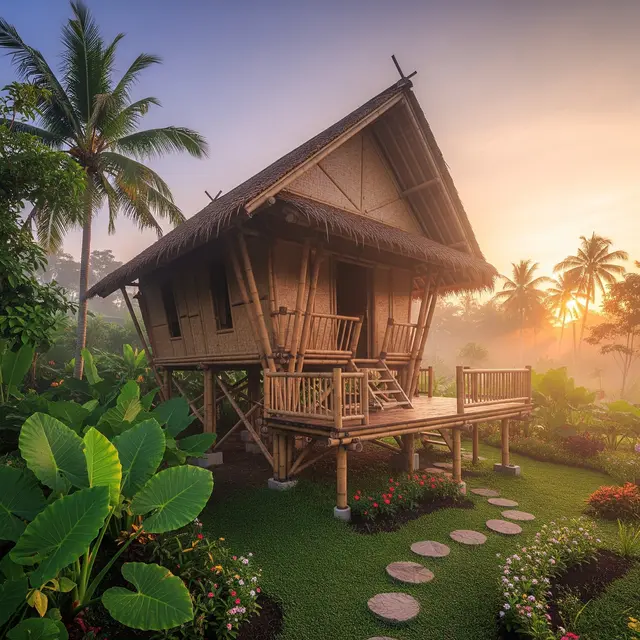 Desain Rumah Rp50 Juta Pakai Bambu Modern