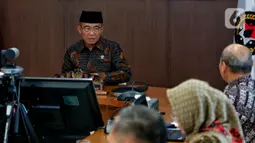 Dalam rapat tersebut disampaikan bahwa secara keseluruhan mulai dari persiapan dan pelaksanaan layanan serta fasilitisasi pelaksanaan haji 2023 berjalan dengan baik. (Liputan6.com/Angga Yuniar)