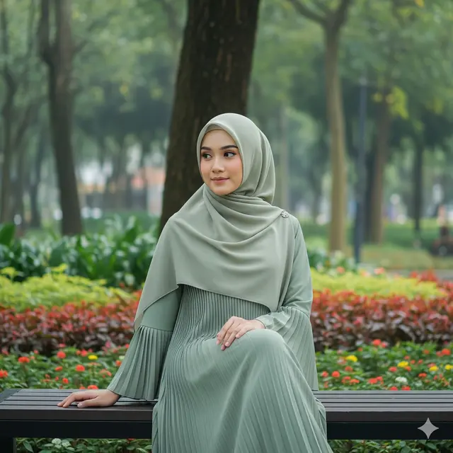 Gamis Plisket dengan Lengan Terompet/Gamis Long Dress Syar’i Terbaru untuk Maulid Nabi 2025