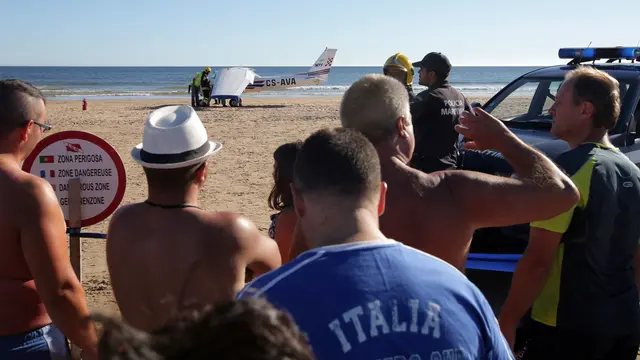 Pesawat Mendarat Darurat di Pantai Portugal