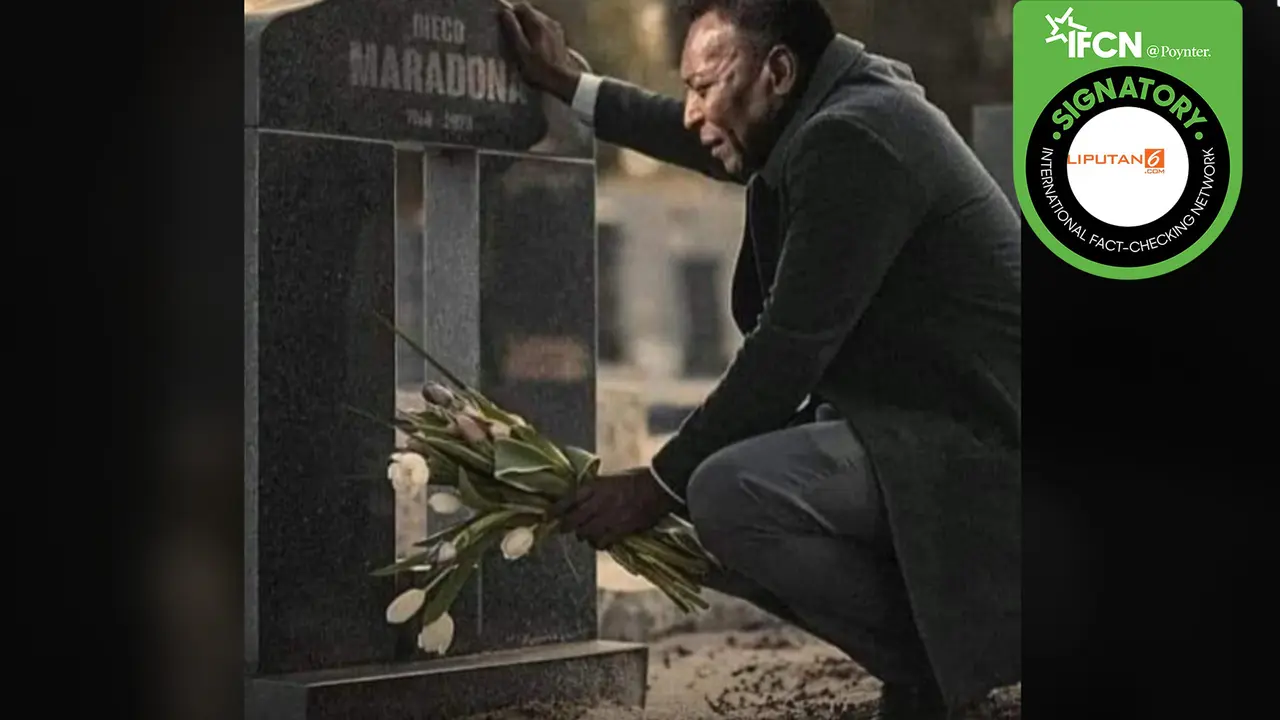 Hoaks Pele menangis di makam Diego Maradona