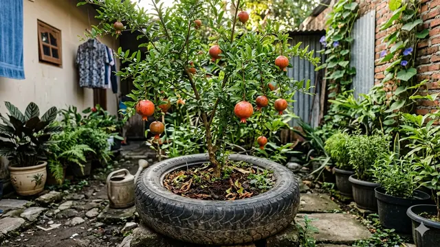Pohon Buah yang Cocok Ditanam di Ban Bekas Motor untuk Lahan Sempit