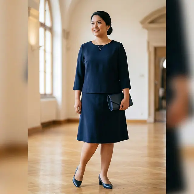 Model Set Rok dan Blouse untuk Wanita Plus Size (Foto: Gemini AI)