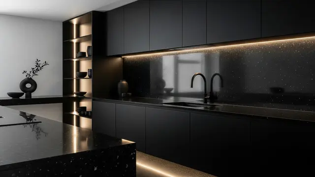 Model Dapur Minimalis Granit Hitam/Ilustrasi Gemini AI
