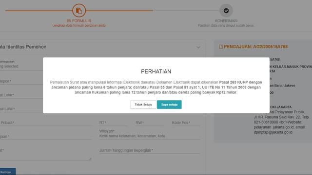 Formulir izin keluar masuk DKI Jakarta dapat diisi di laman resmi DKI Jakarta