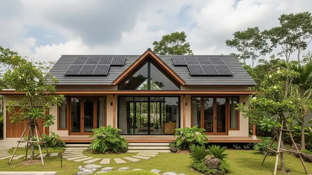 Rumah 1 Lantai dengan Atap Panel Surya