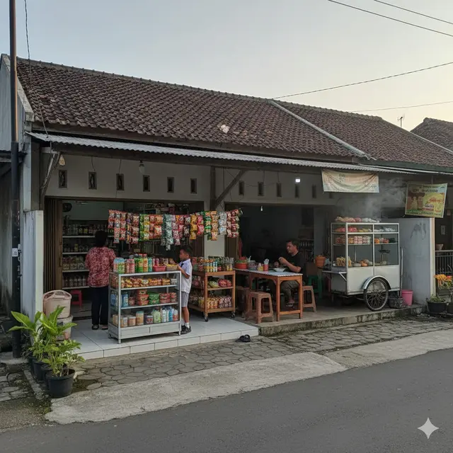 Model Warung Kelontong Sekaligus Warung Makan