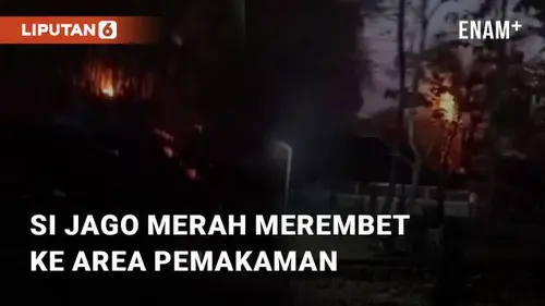 VIDEO: Si Jago Merah Merembet ke Area Pemakaman di Gunungsari, Indramayu