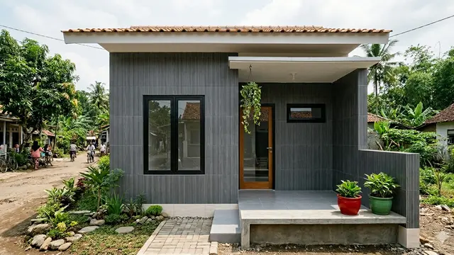 Inspirasi Gambar Rumah Minimalis Dinding Keramik di Desa
