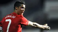 Raut frustasi Cristiano Ronaldo saat Portugal ditahan 0-0 Tanjung Verde dalam partai pemasana jelang Piala Dunia 2010, Covilha. AFP PHOTO/FRANCISCO LEONG
