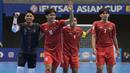 Setelah menelan kekalahan 0-5 dari Iran di laga pertama Grup C Kejuaraan Futsal AFC Piala Asia 2022 di Kuwait, Timnas Futsal  Indonesia berhasil bangkit dan memukul Lebanon dengan skor telak 7-2 dalam laga kedua di Saad Al Abdullah Hall, Kuwait, Jumat (30/9/2022) malam WIB. Dengan kemenangan ini Mochamad Iqbal dan kawan-kawan masih memelihara peluang lolos ke perempatfinal. (AFC/Khaleel Nadoum)