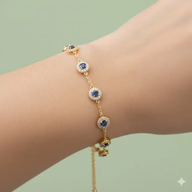 Gelang Emas Kombinasi Safir Harga Stabil. Gemini